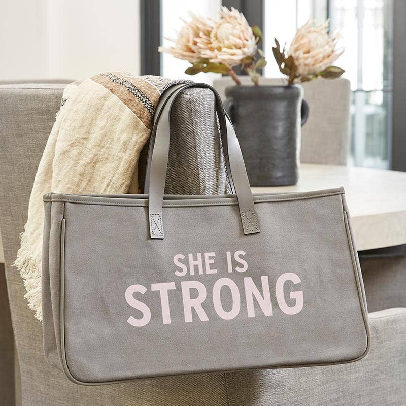 Large Canvas Tote Bag - She is Strong