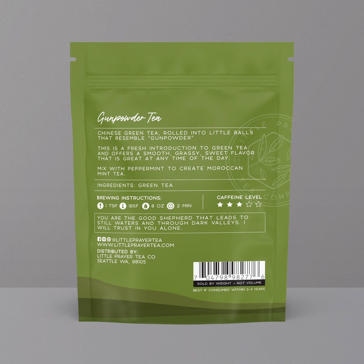 Bible Verse Tea - Gunpowder Green Tea Stand Up Pouch