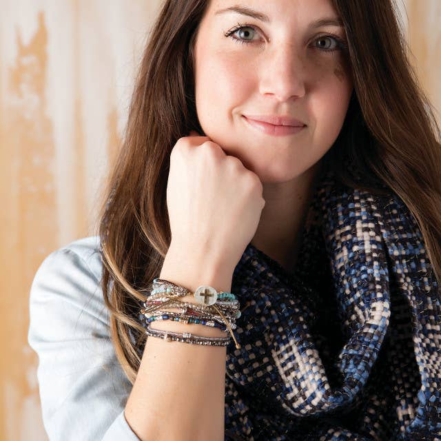 Beaded Prayer Bracelet - Gray