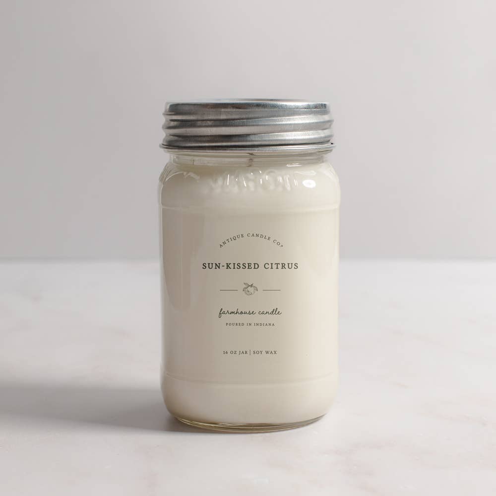 Sun-Kissed Citrus - Soy Wax Candle: 1 mason jar (16oz)