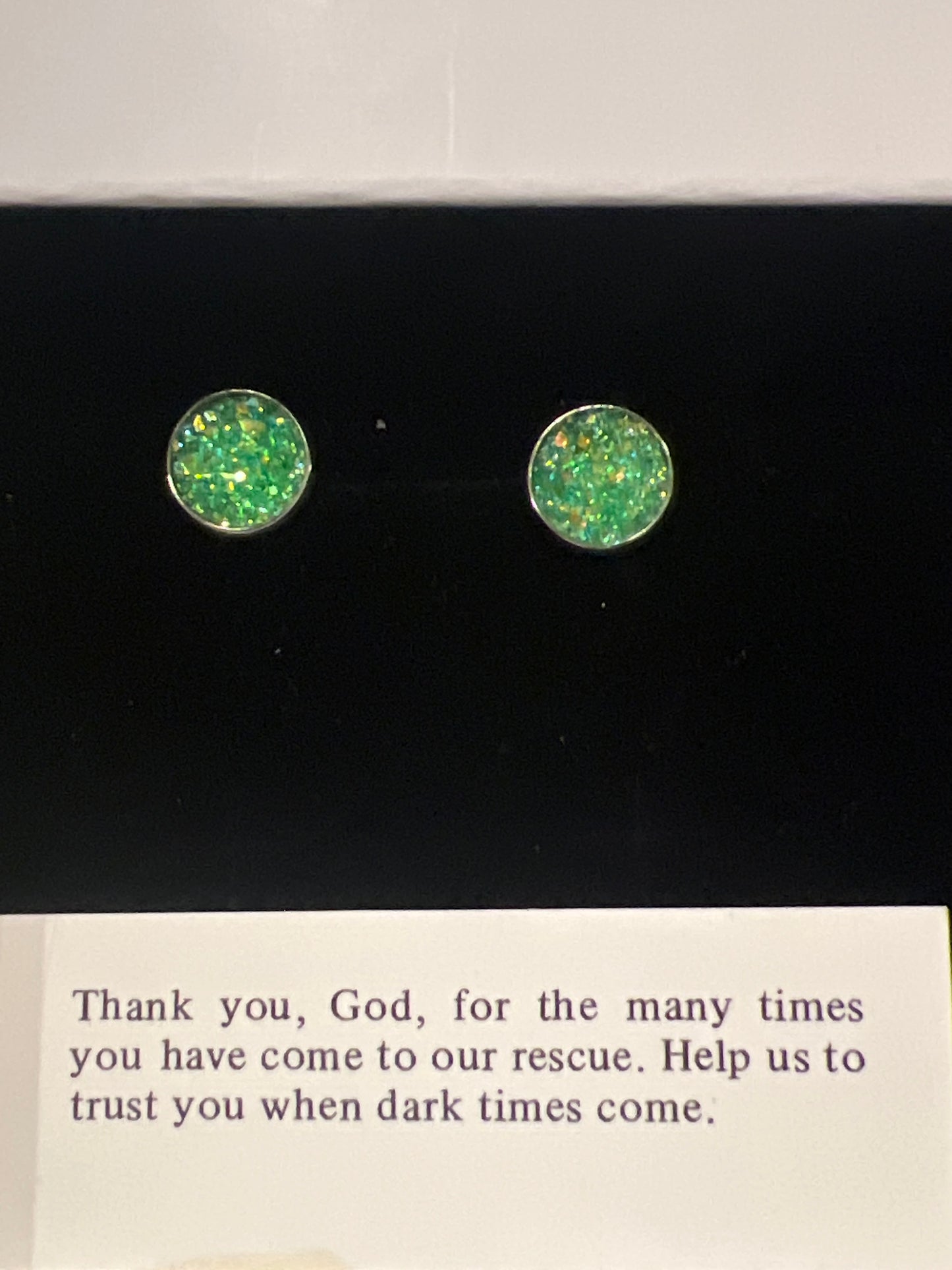 Green Glitter Earrings