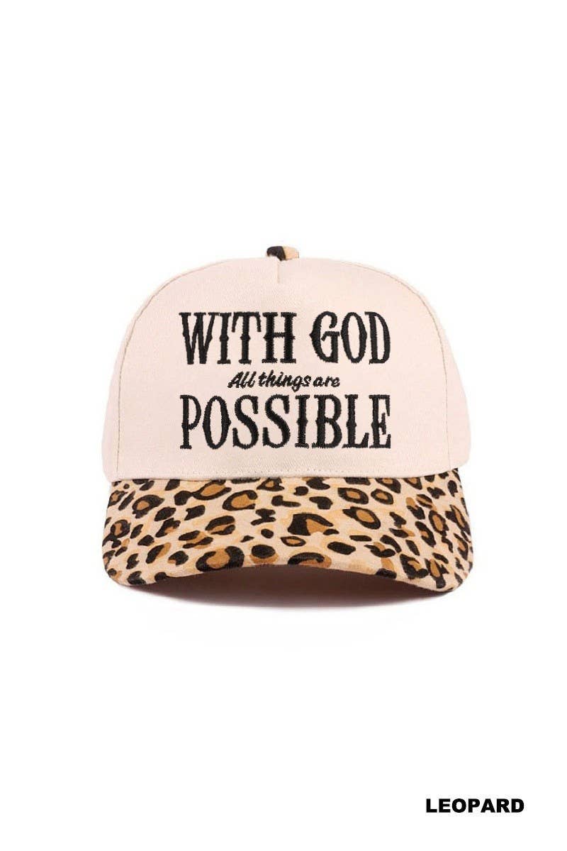 With God All Things Are Possible Two Tone Cotton Hat: DK FOREST / 1(ONE SIZE)