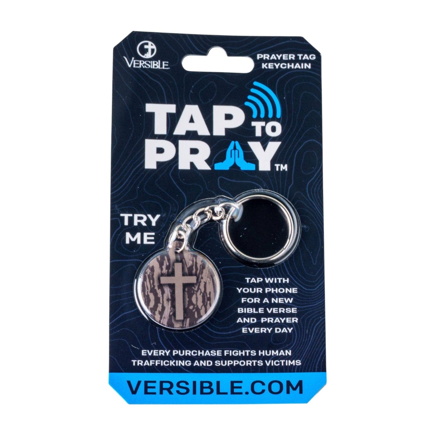 Tap To Pray® Acrylic Keychain: White + Cross