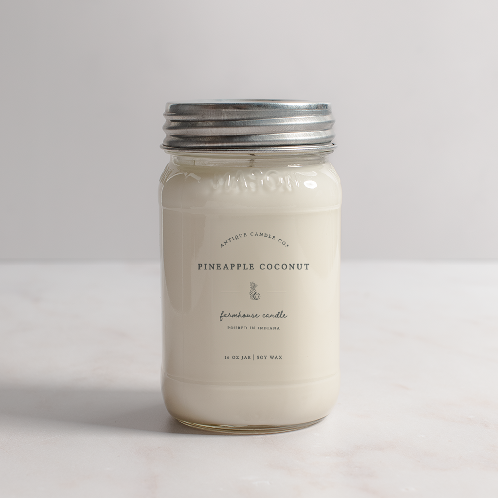 Pineapple Coconut - Soy Wax Candle: 1 mason jar (16 oz)