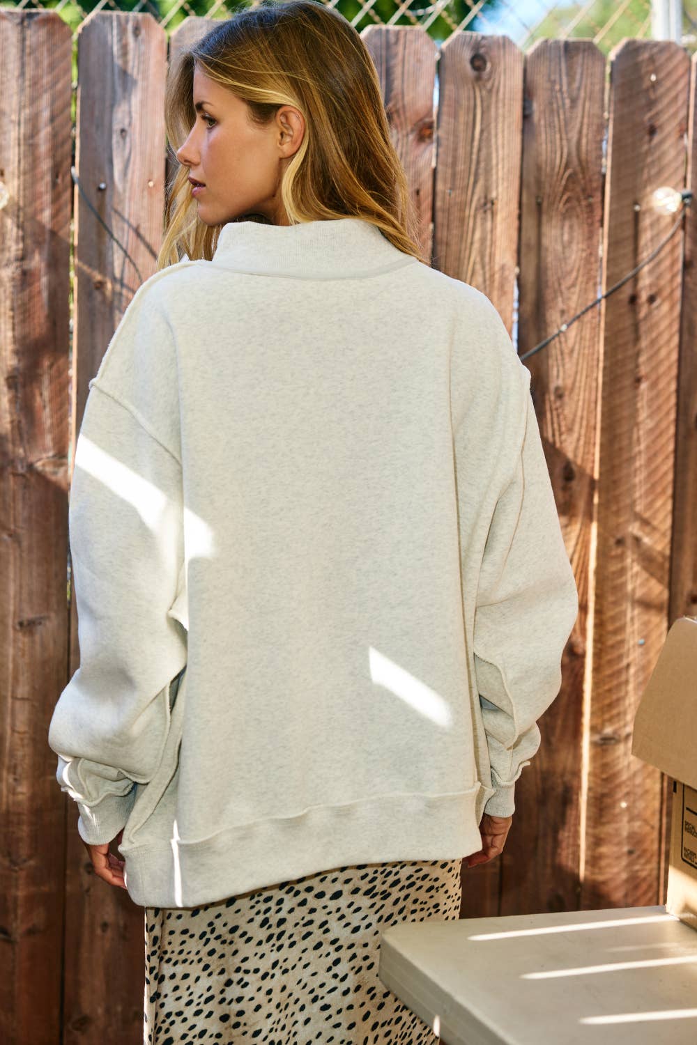 IT2594-JESUS | 'JESUS & GOD IS GOOD' Reversible Sweatshirt: Ash grey/Coral / S/M-L/XL