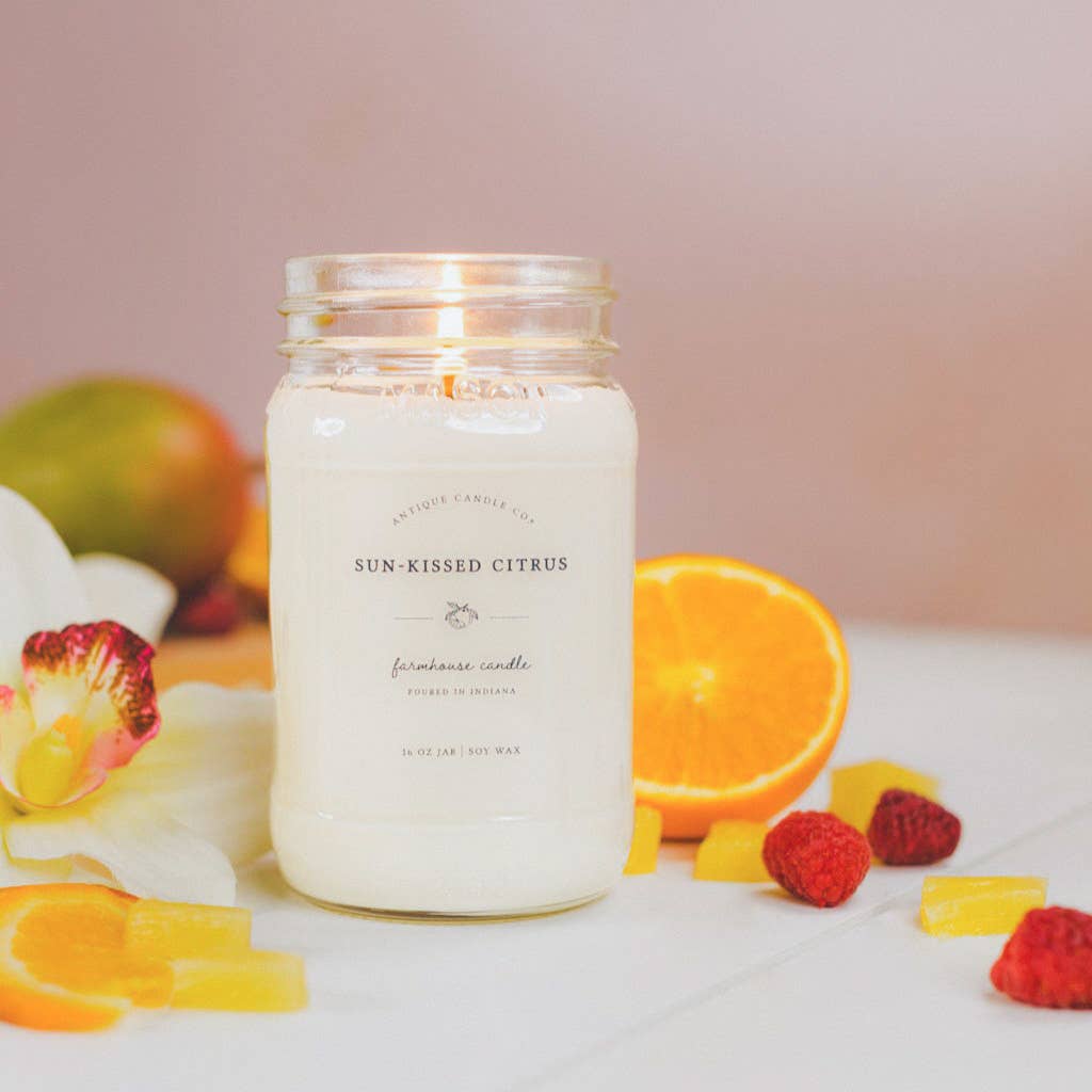 Sun-Kissed Citrus - Soy Wax Candle: 1 mason jar (16oz)