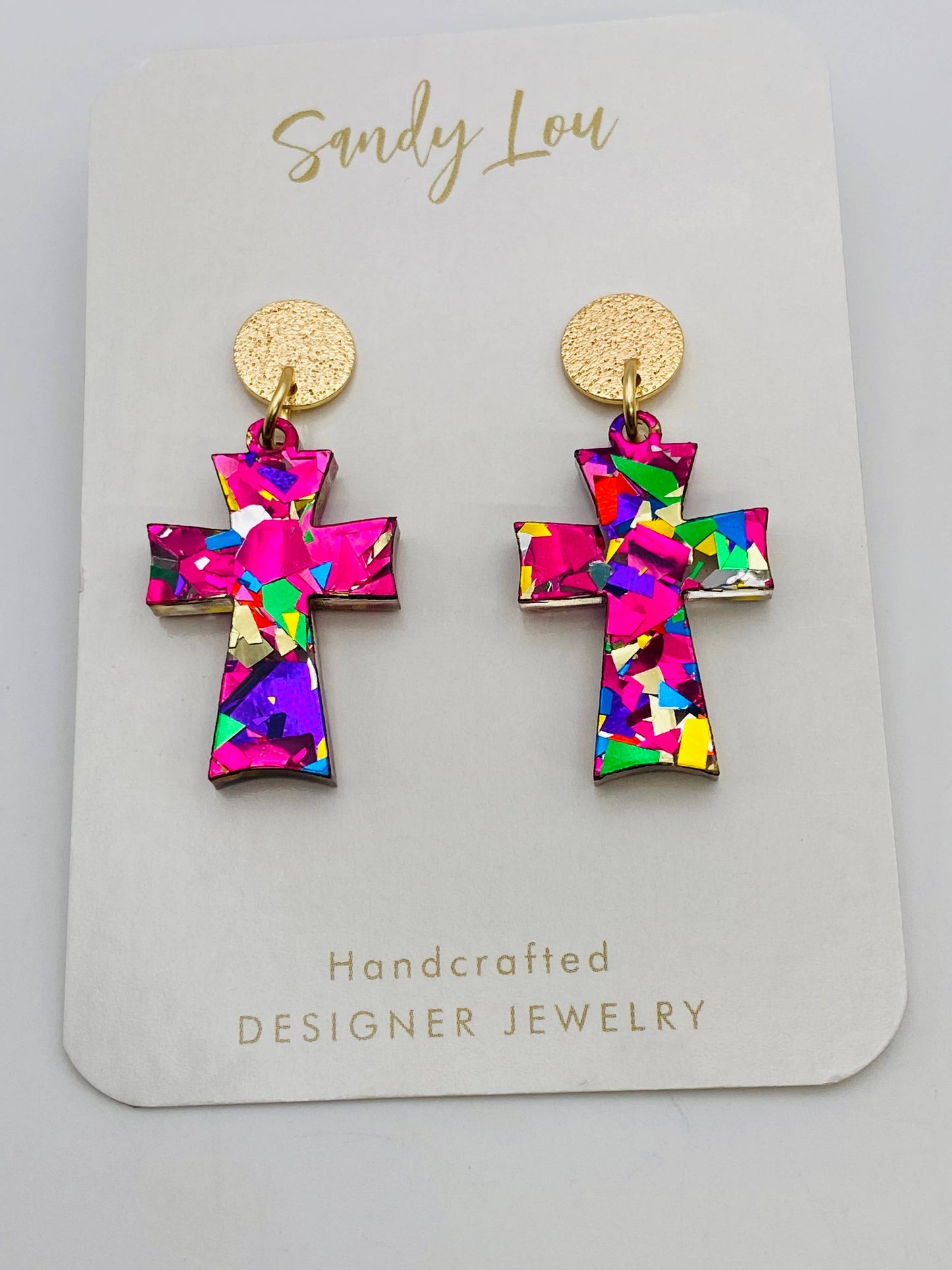 SPIRITUAL CROSS DANGLE EARRINGS