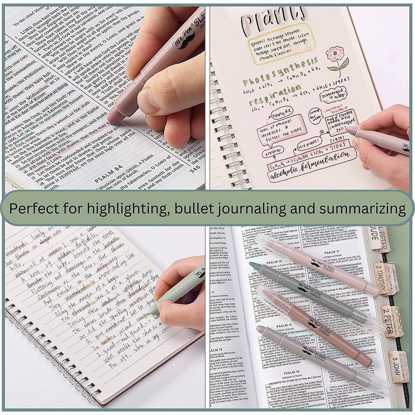 Gel Highlighters, 8 Pack, No-Bleed, Twist-Up Design, Sharpenable Tips, Smooth Glide, Perfect for Bible Pages: Pastel