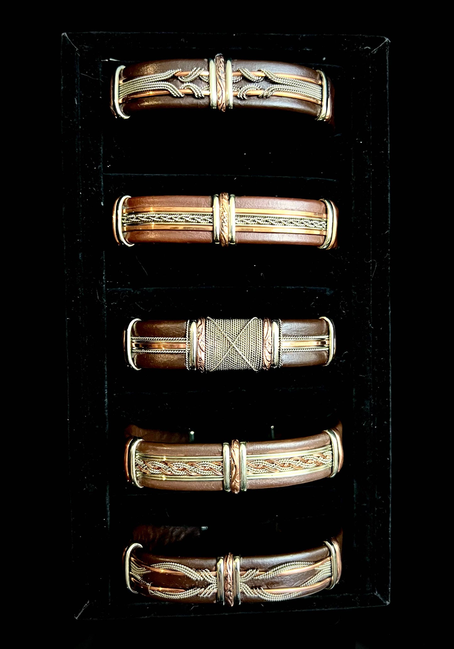 Large Brown Leather Adjustable Cuff Bracelets for Men