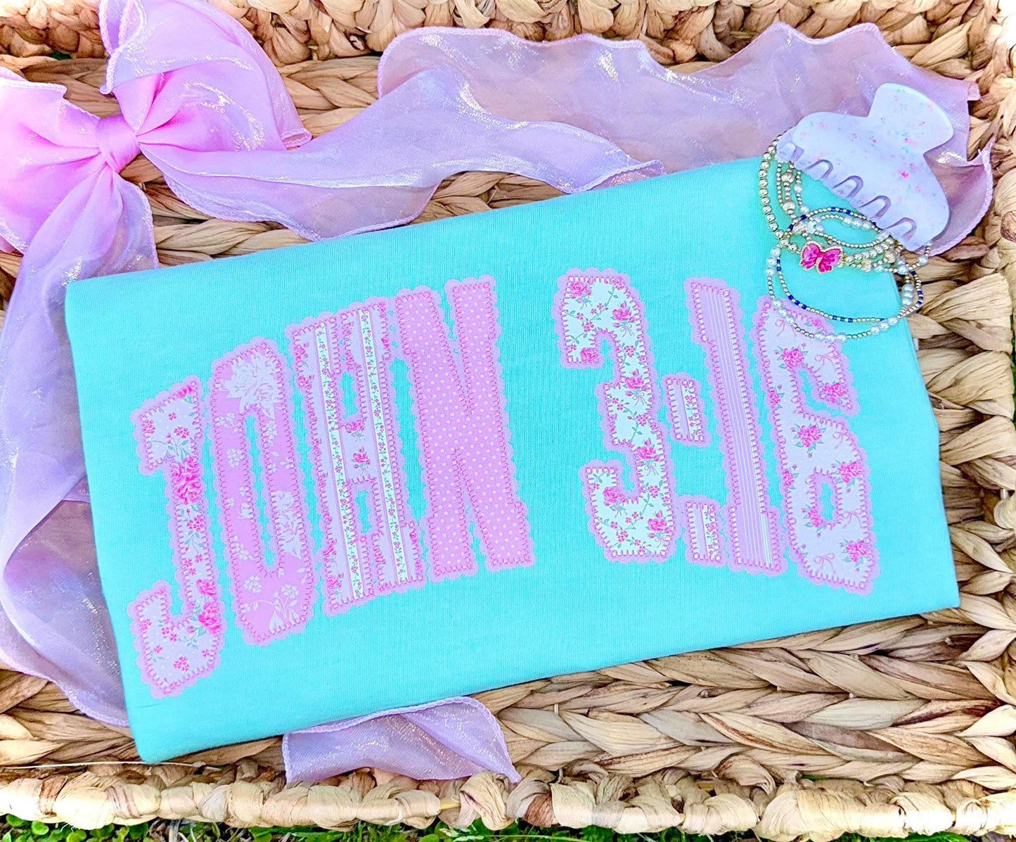 John 3:16 Tee (Lagoon Blue): L