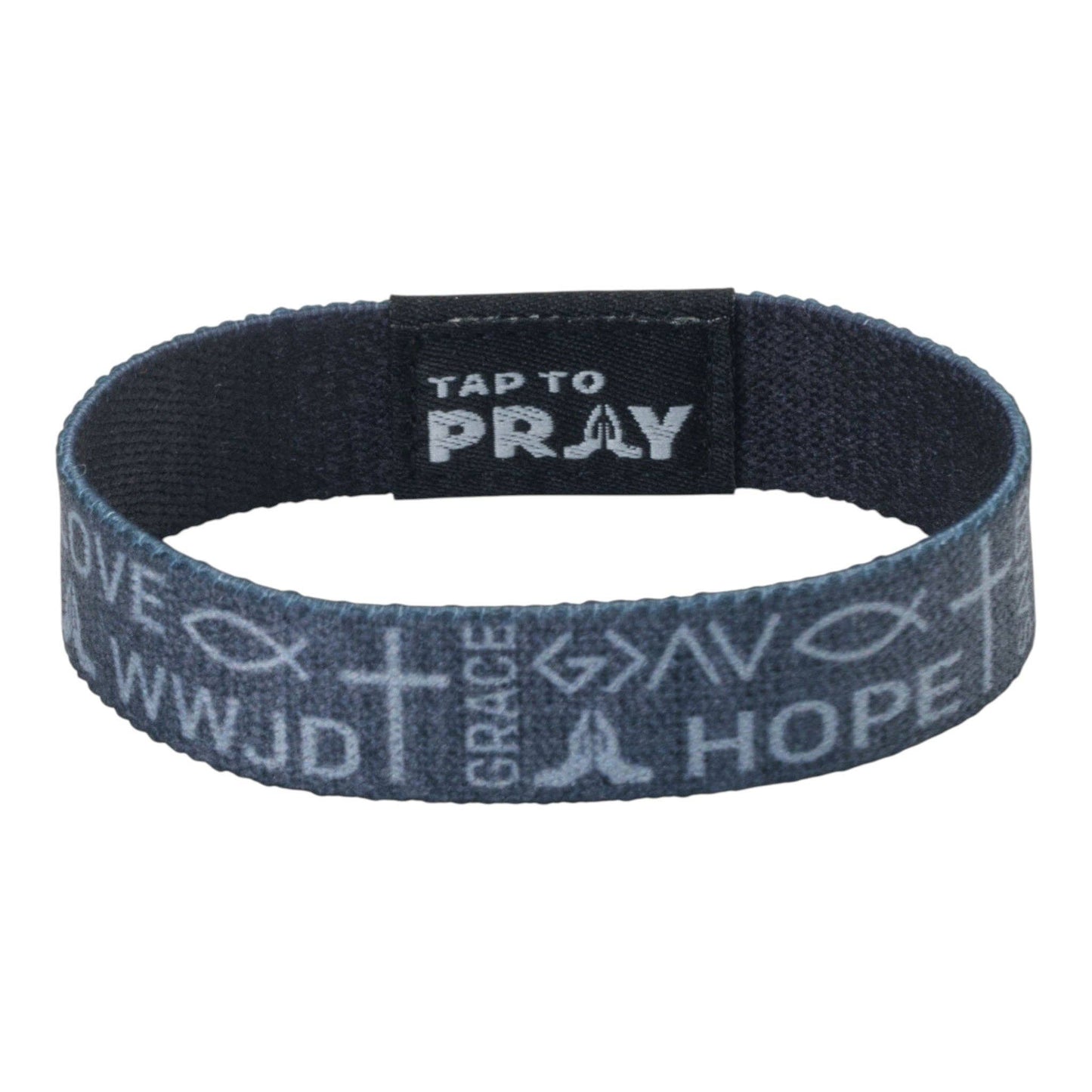 Tap To Pray® Wristband – Symbols of Faith - Grey: Extra Large