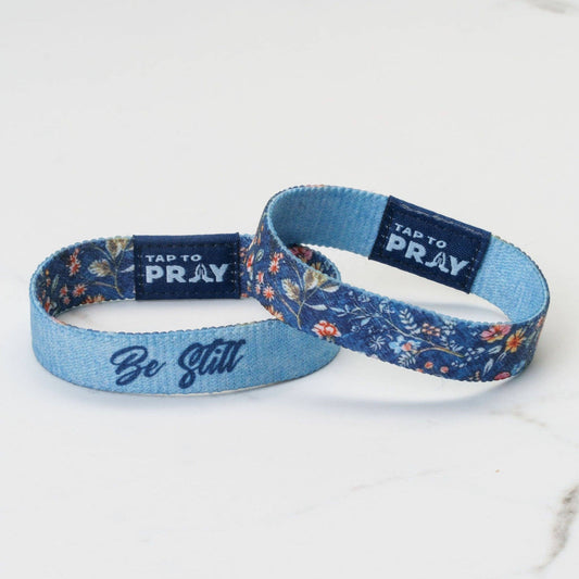 Tap To Pray® Wristband – Wildflower - Be Still: Medium