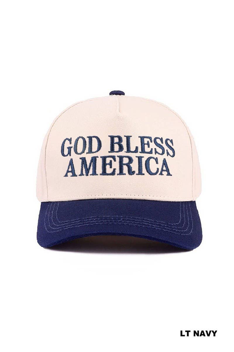 God Bless America Two-tone Canvas Cotton Cap: PINK / 1(ONE SIZE)