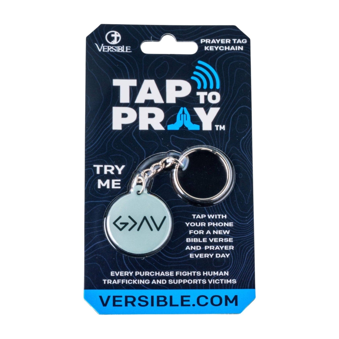 Tap To Pray® Acrylic Keychain: White + Cross