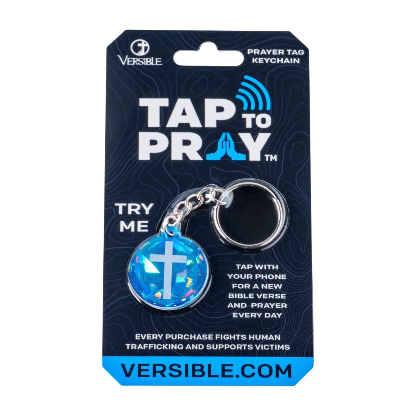 Tap To Pray® Acrylic Keychain: White + Cross