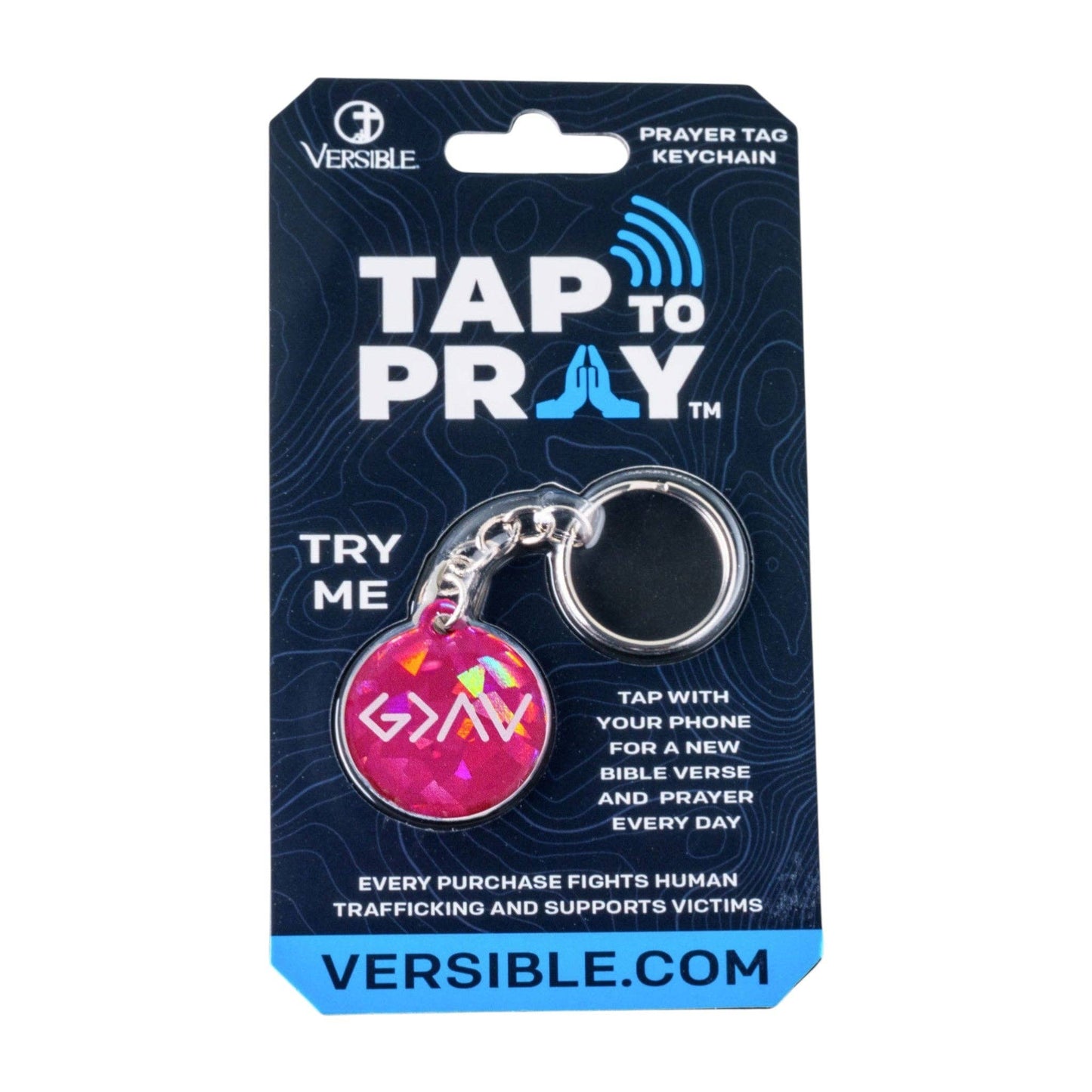 Tap To Pray® Acrylic Keychain: White + Cross