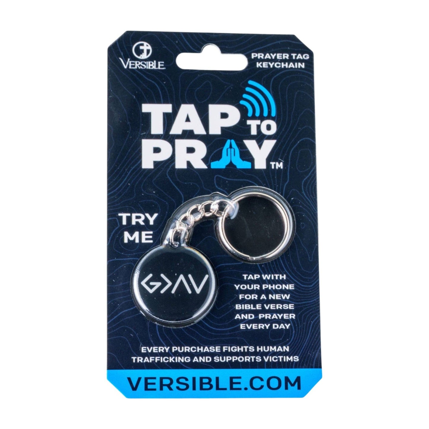Tap To Pray® Acrylic Keychain: White + Cross