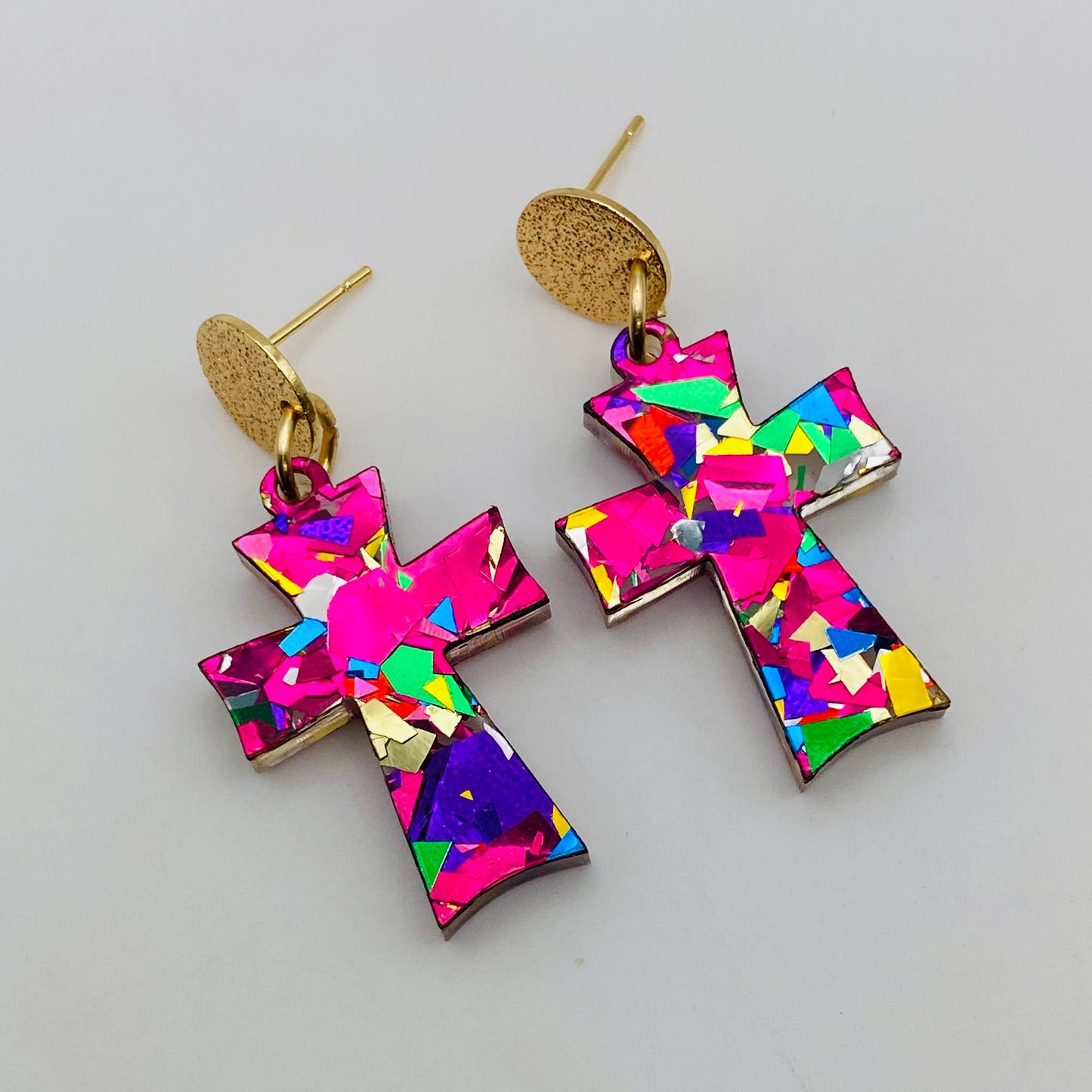 SPIRITUAL CROSS DANGLE EARRINGS