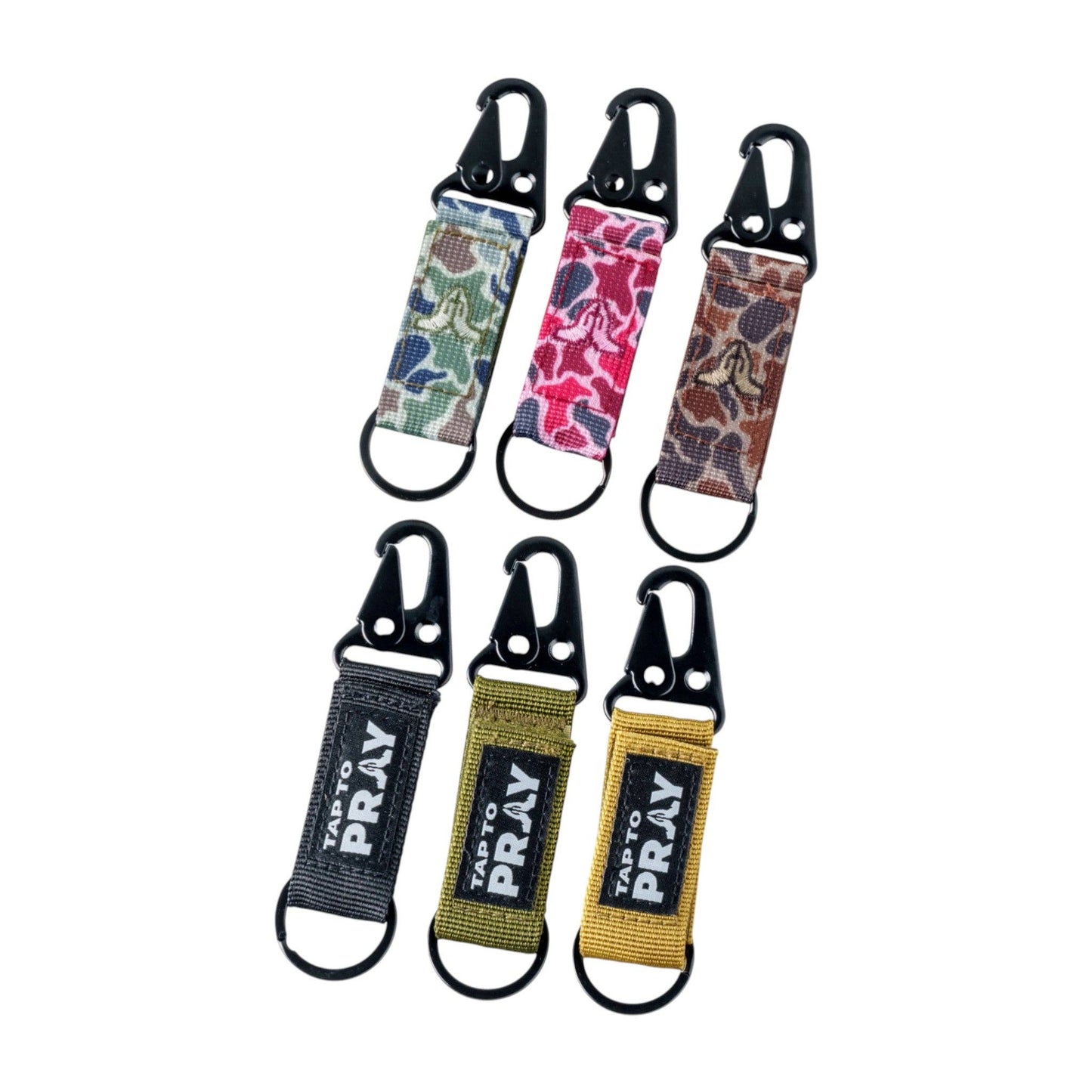 Tap To Pray® Tactical Carabiner Keychain: Sahara Camo
