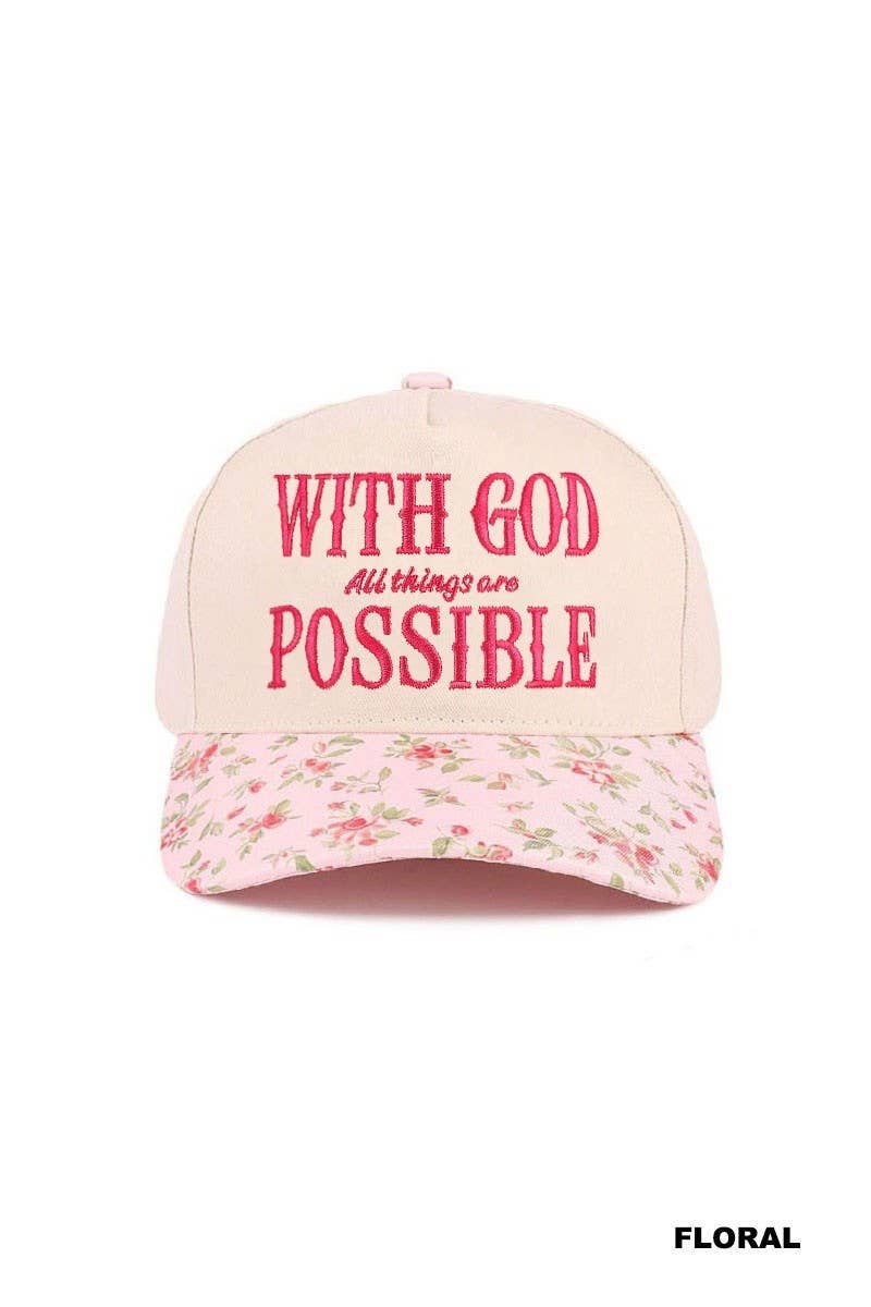 With God All Things Are Possible Two Tone Cotton Hat: BLACK / 1(ONE SIZE)