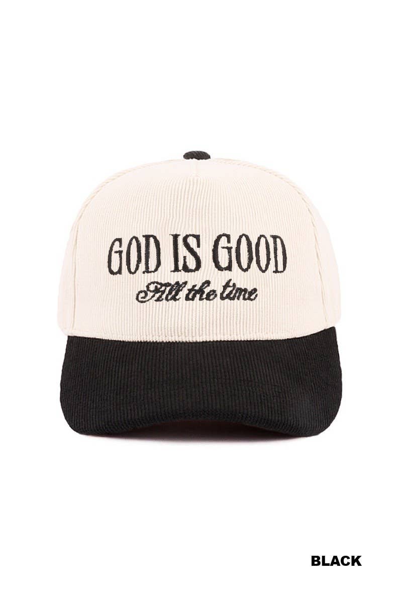 God Is Good All The Time Two Tone Corduroy Cap: BROWN / 1(ONE SIZE)