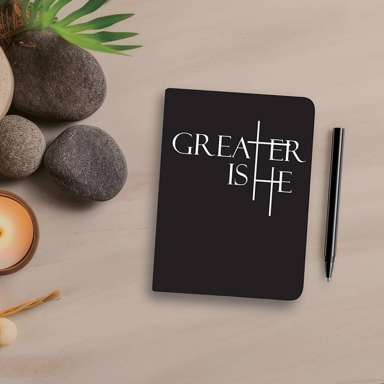 Greater Is He Collection Journal: 4.25" W x 5.75" H