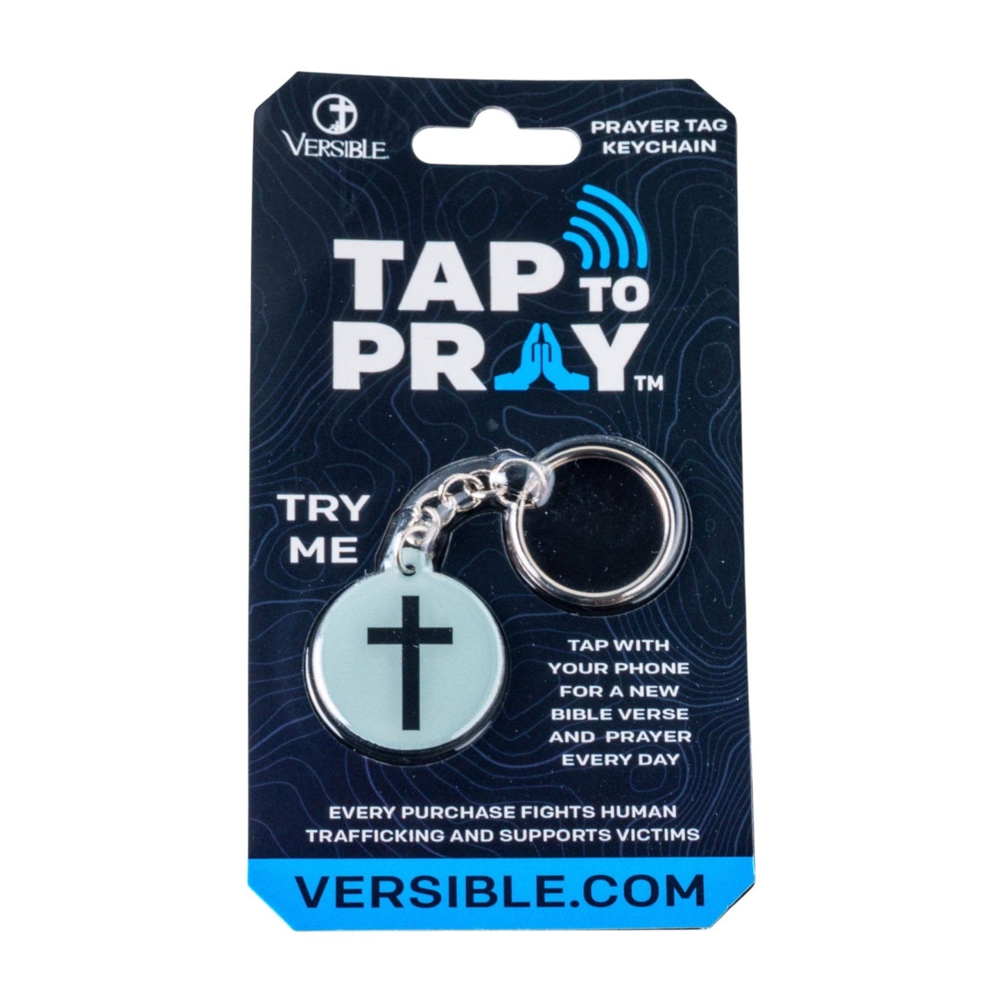 Tap To Pray® Acrylic Keychain: White + Cross