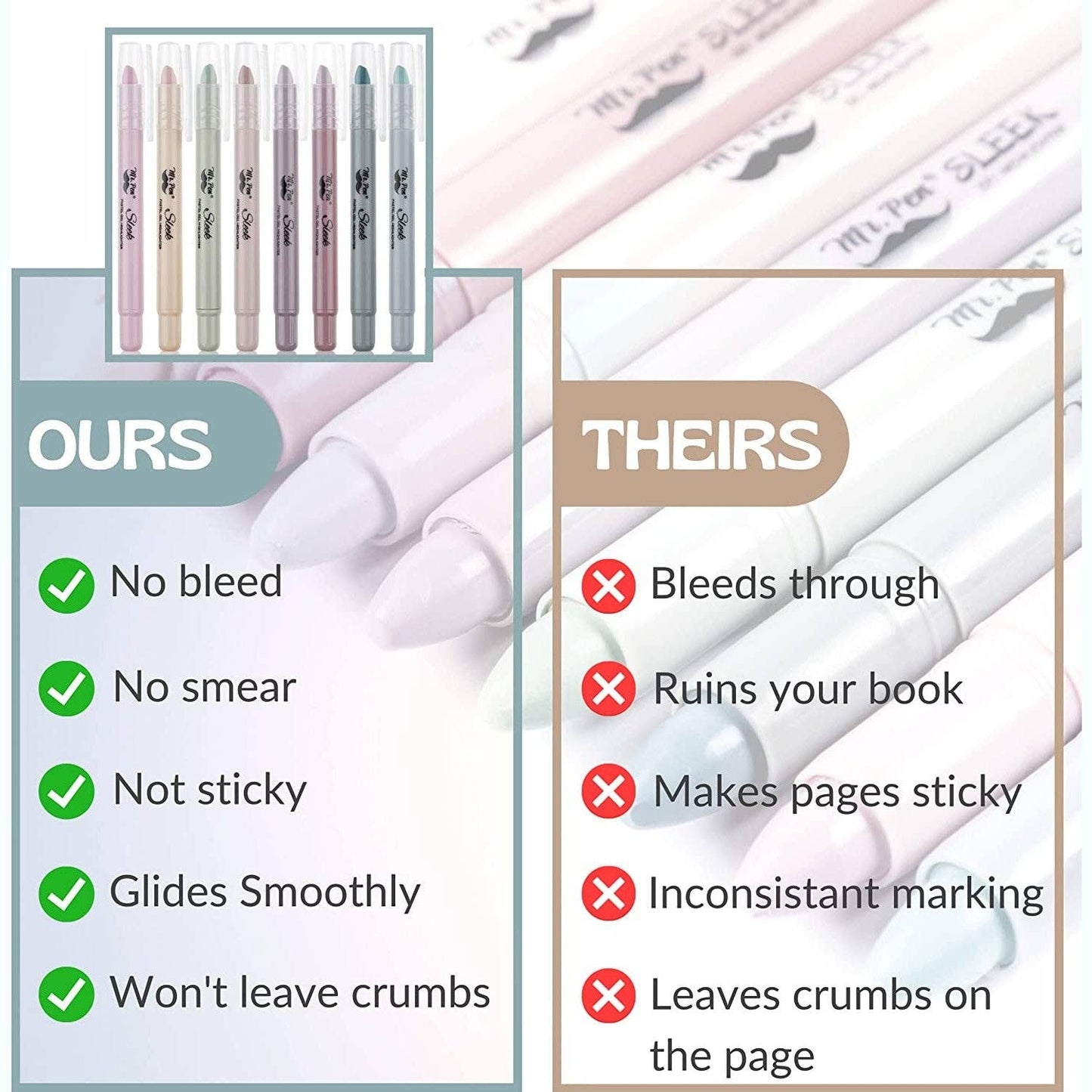 Gel Highlighters, 8 Pack, No-Bleed, Twist-Up Design, Sharpenable Tips, Smooth Glide, Perfect for Bible Pages: Pastel