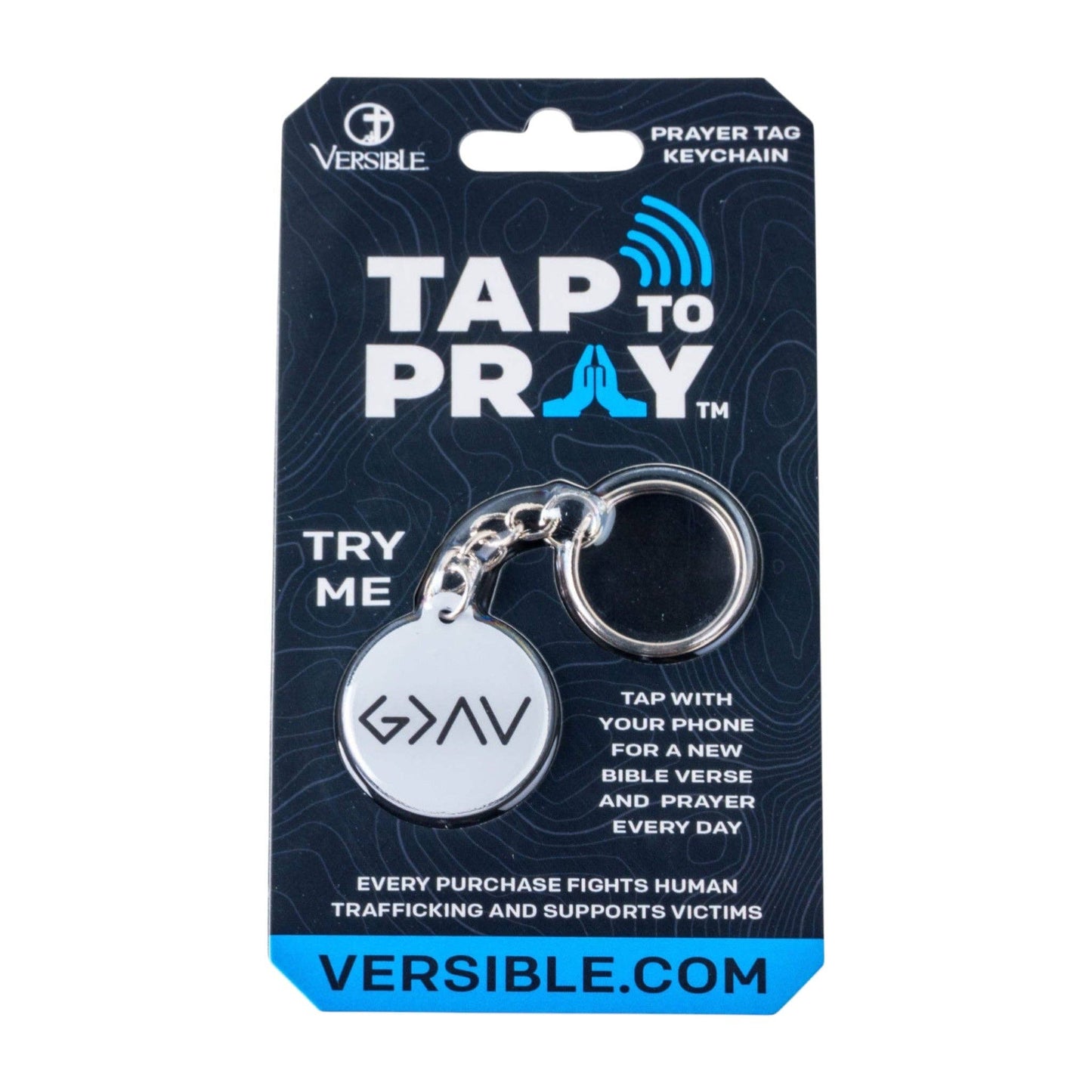 Tap To Pray® Acrylic Keychain: White + Cross