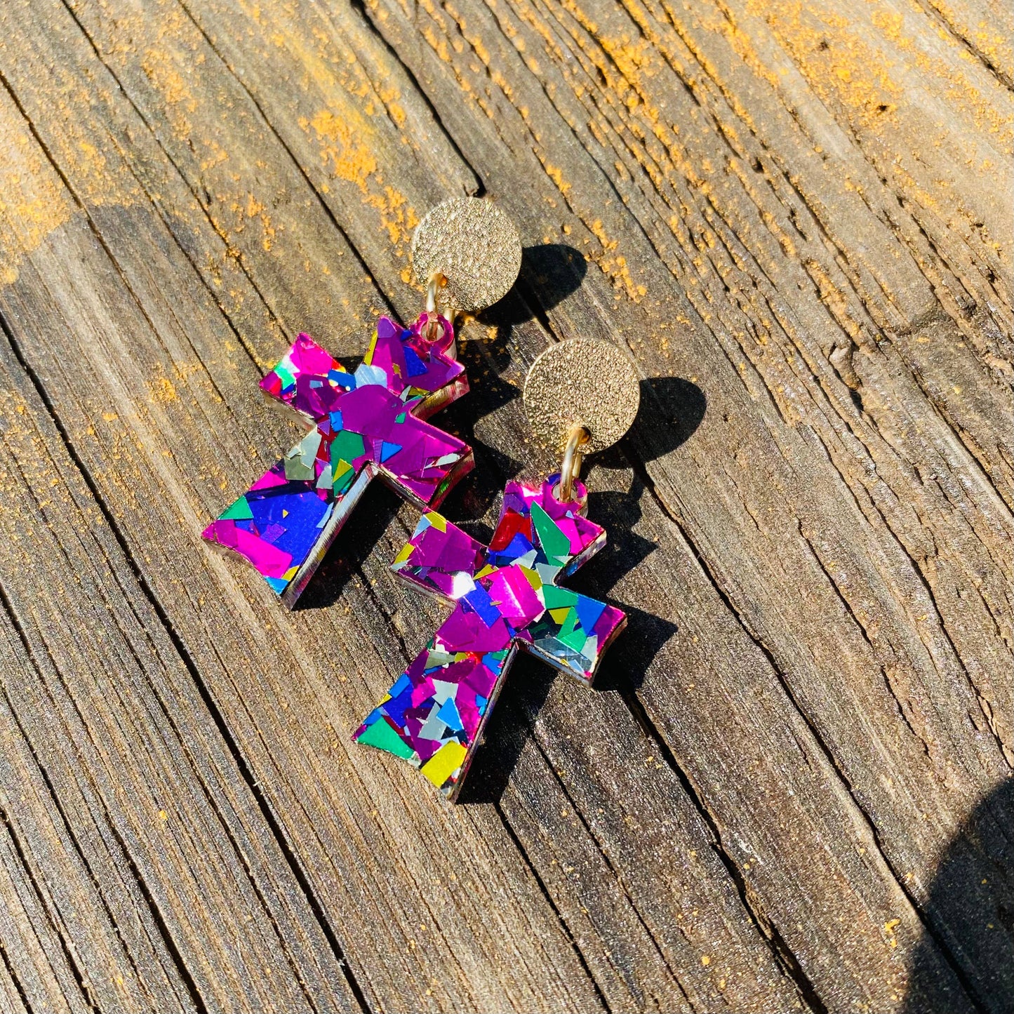 SPIRITUAL CROSS DANGLE EARRINGS