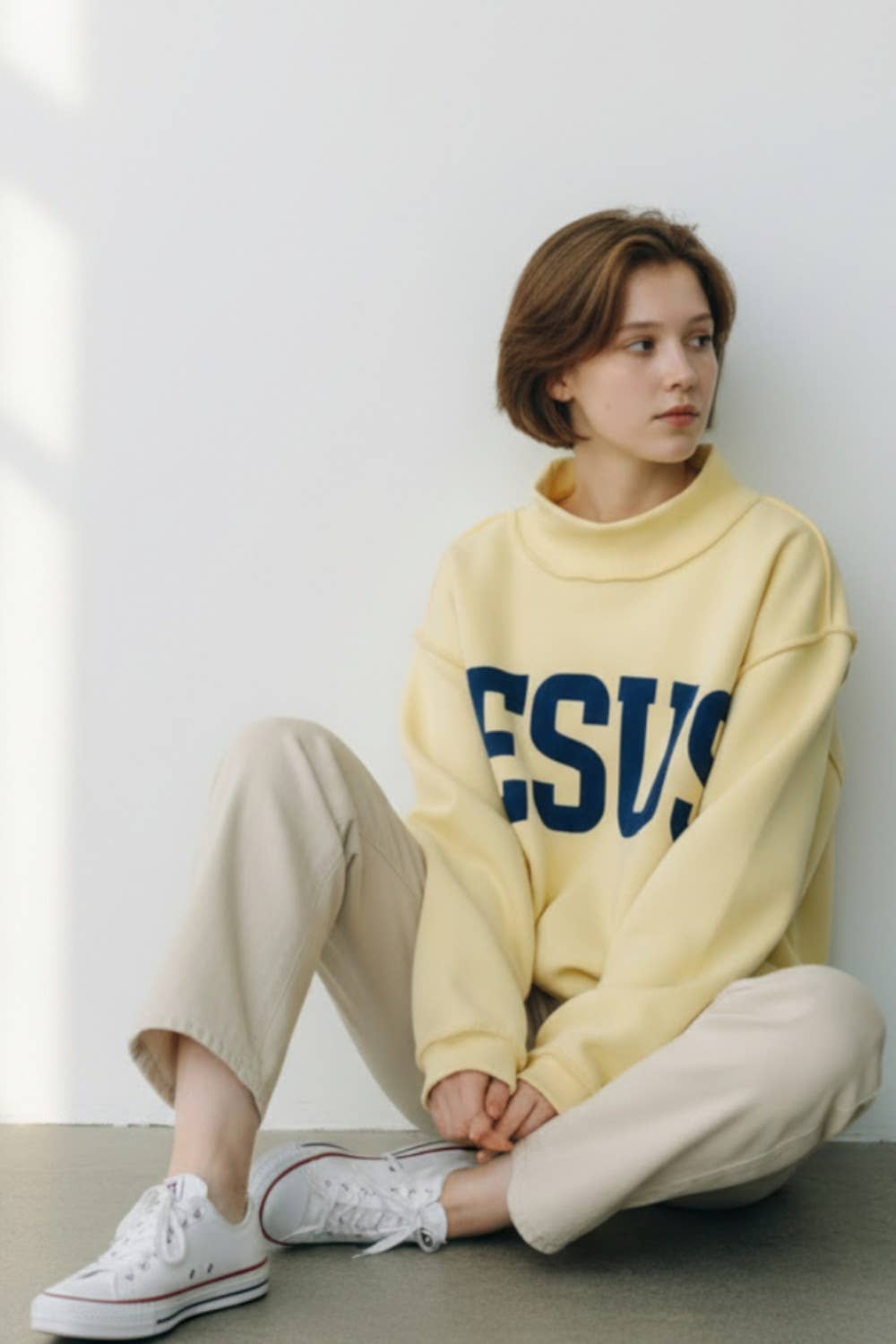 IT2594-JESUS | 'JESUS & GOD IS GOOD' Reversible Sweatshirt: Ash grey/Coral / S/M-L/XL