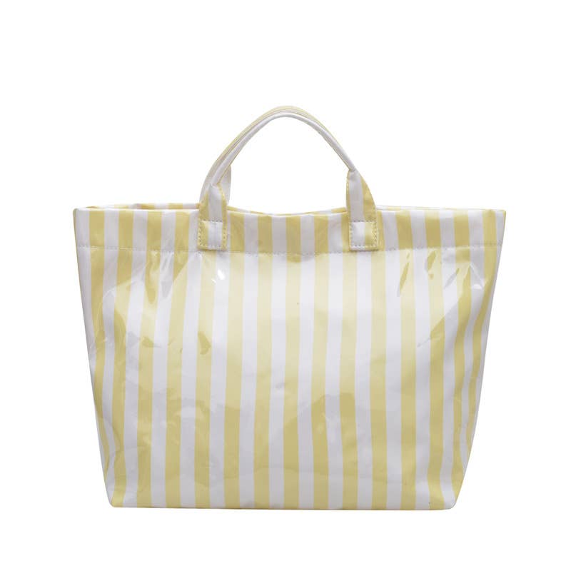 Color Block Striped PVC Large Capacity Tote Bag: C4 / M