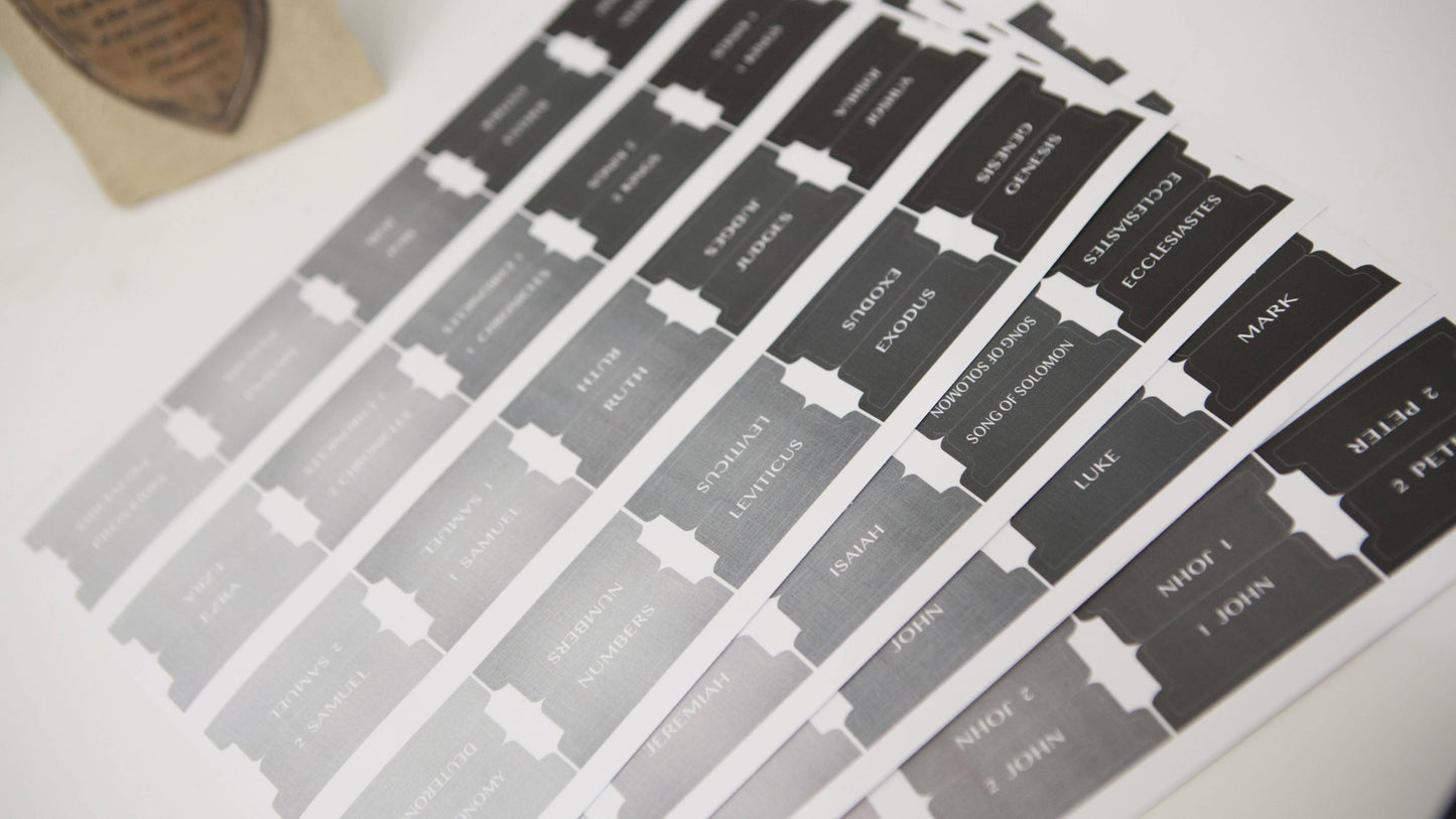 Bible Tabs | Bible Index Tabs- Black and Gray