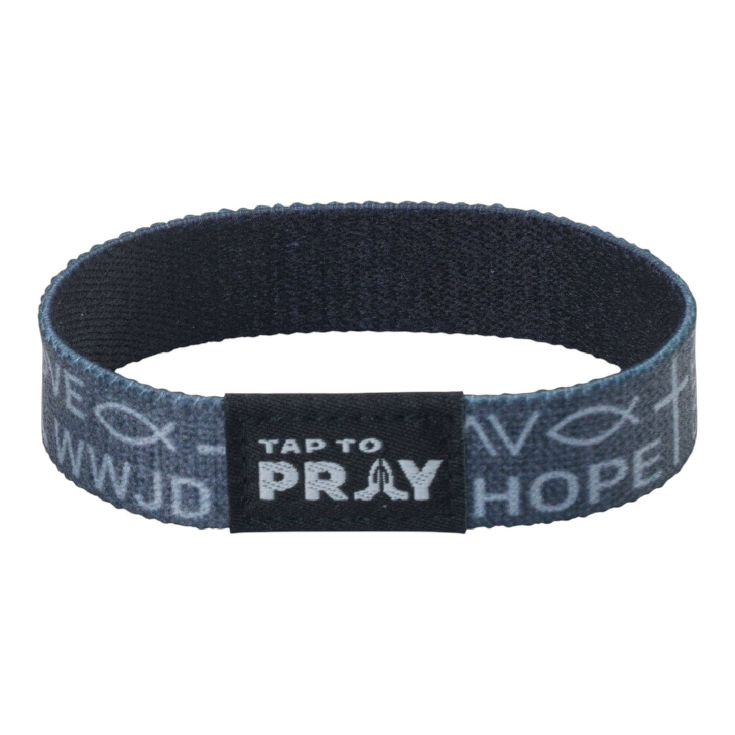 Tap To Pray® Wristband – Symbols of Faith - Grey: Extra Large