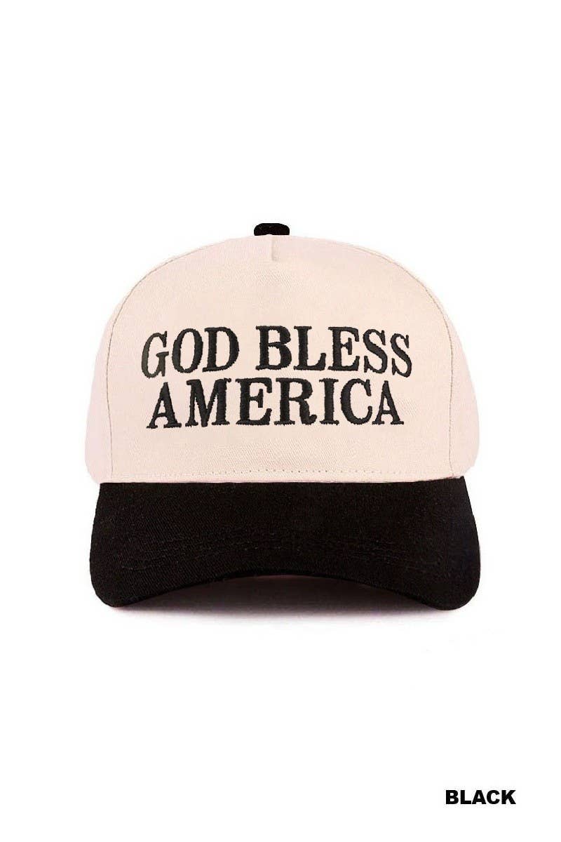 God Bless America Two-tone Canvas Cotton Cap: PINK / 1(ONE SIZE)