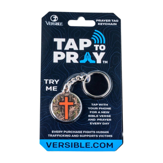 Tap To Pray® Acrylic Keychain: Forest Camo + Cross