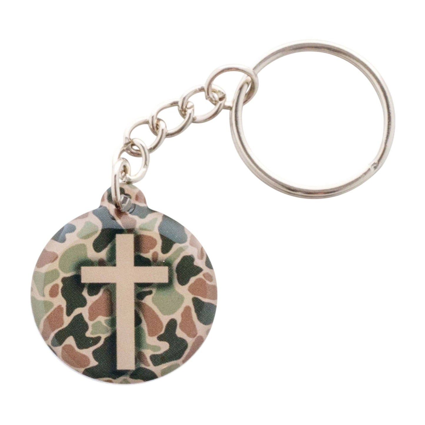 Tap To Pray® Acrylic Keychain: White + Cross