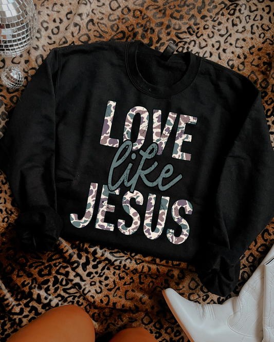 Camo Love Like Jesus Sweatshirt : L