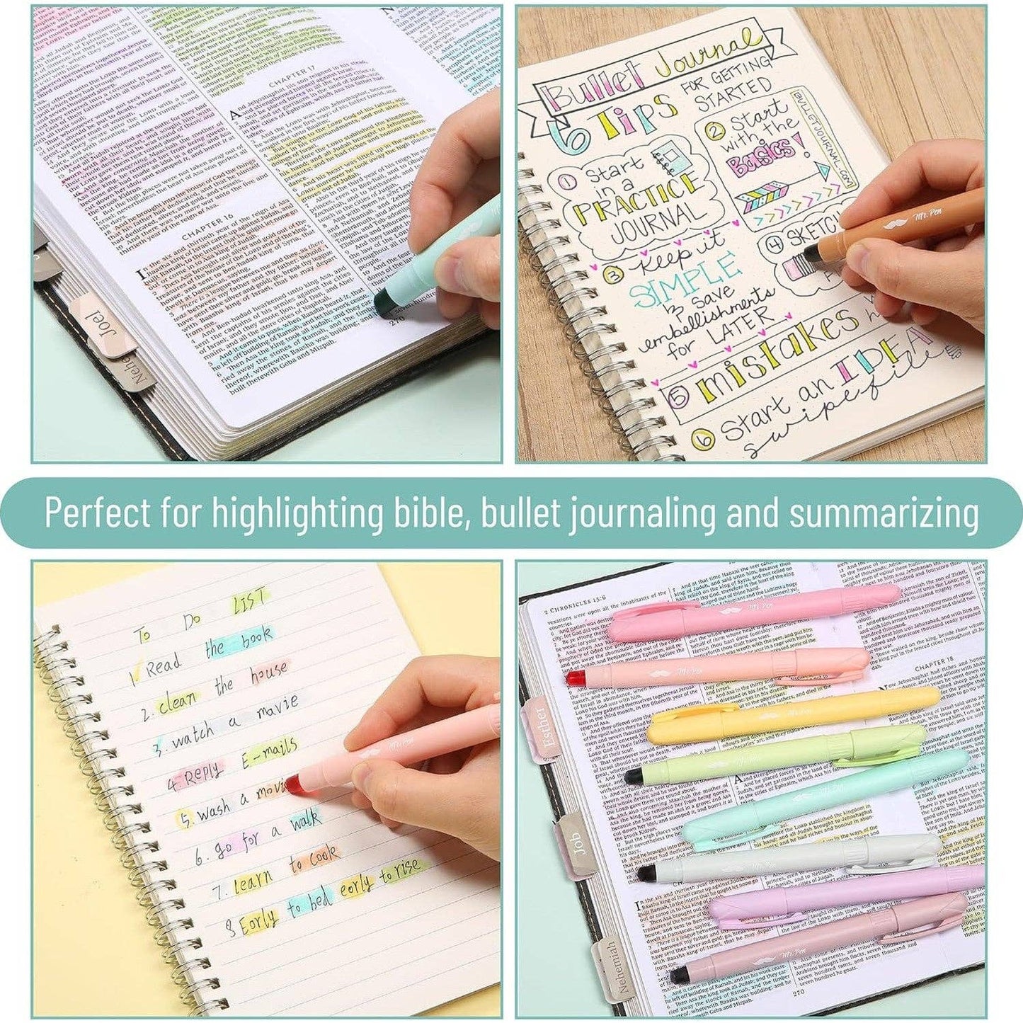 Gel Highlighters, 8 Pack, No-Bleed, Twist-Up Design, Sharpenable Tips, Smooth Glide, Perfect for Bible Pages: Dusty