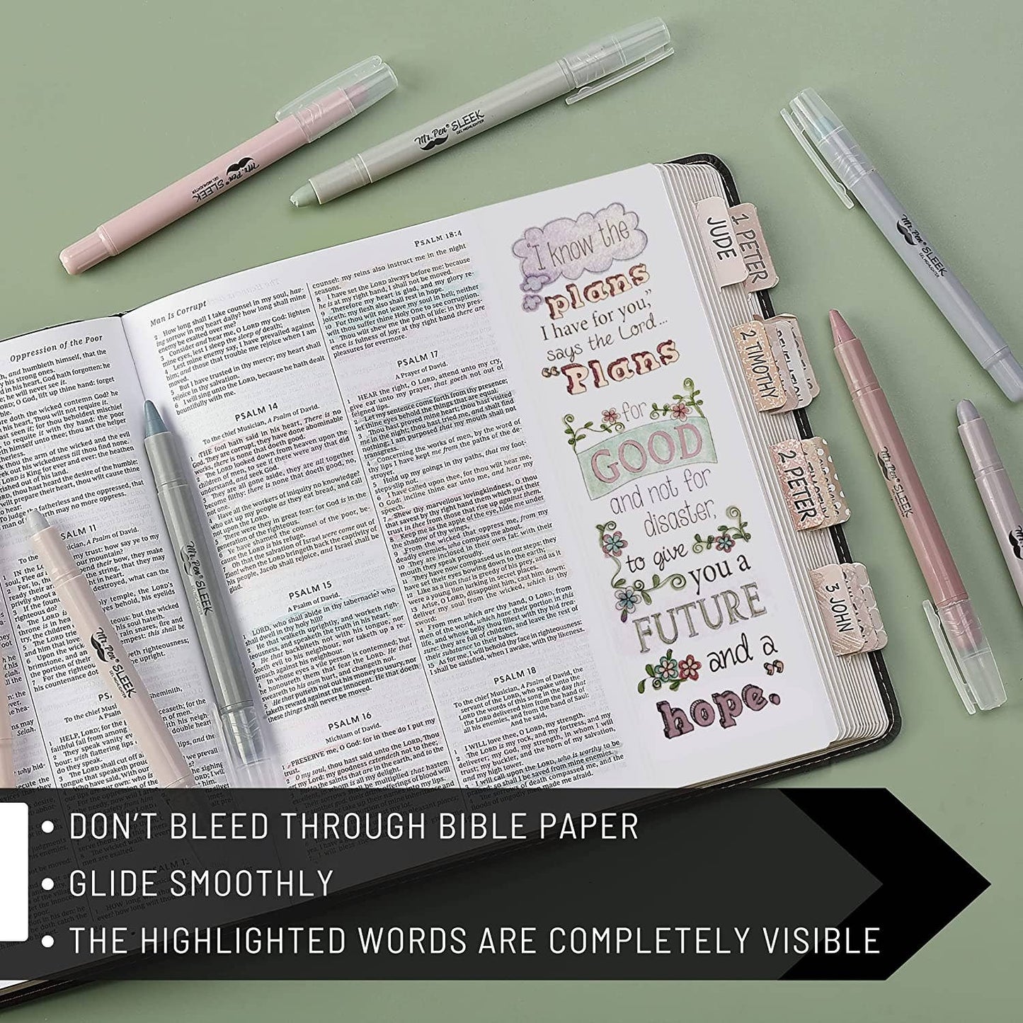 Gel Highlighters, 8 Pack, No-Bleed, Twist-Up Design, Sharpenable Tips, Smooth Glide, Perfect for Bible Pages: Pastel