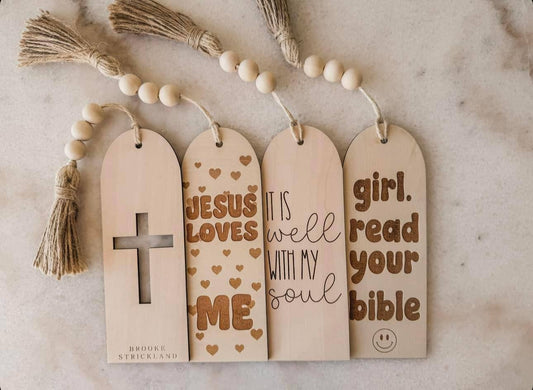 Religious Themed Bookmarks With Decorative Tassel: Jesus Loves Me