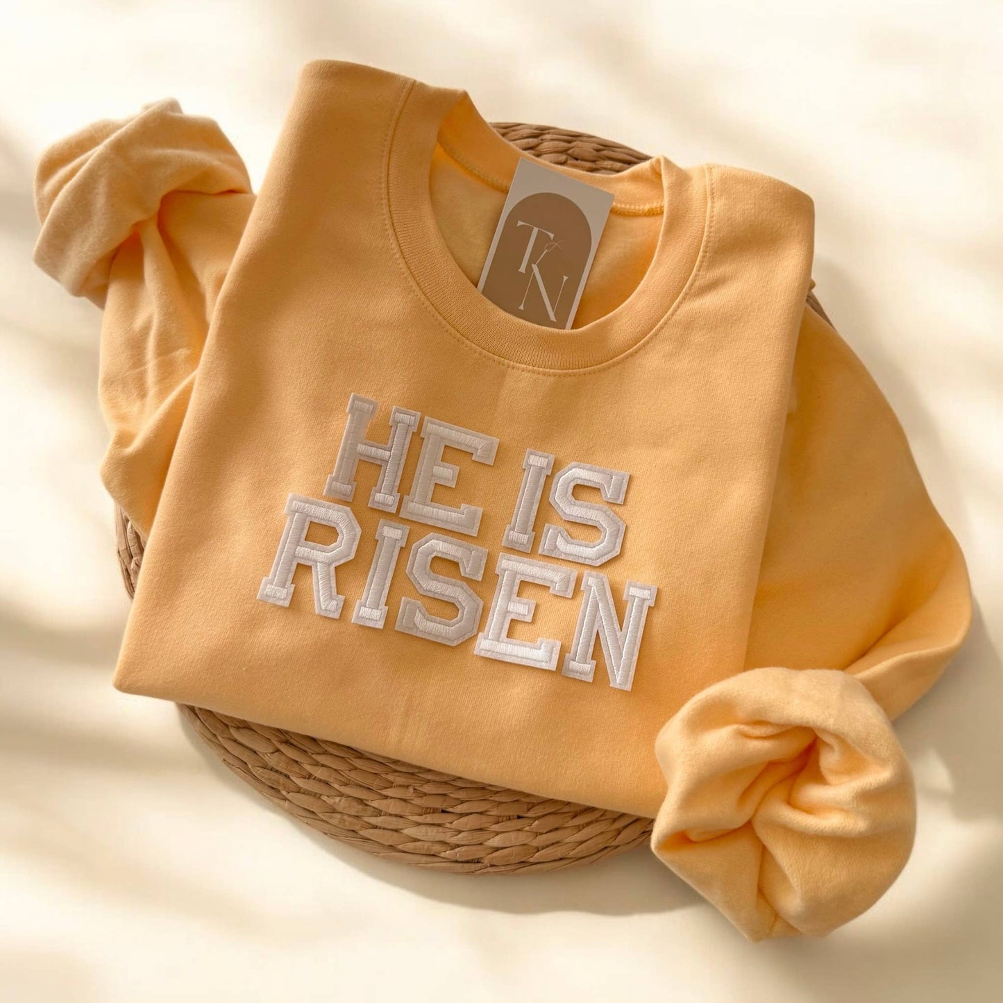He is Risen Sweatshirt, Christian Sweatshirts: Sage / L