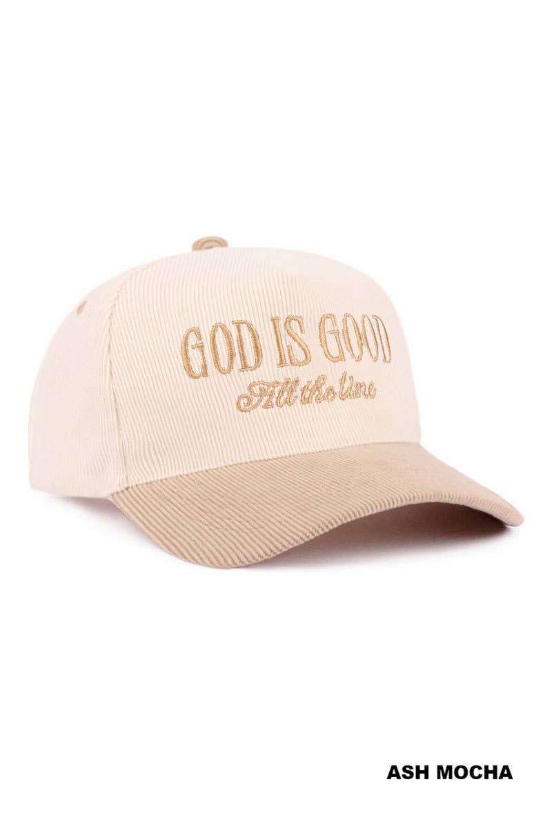 God Is Good All The Time Two Tone Corduroy Cap: BROWN / 1(ONE SIZE)