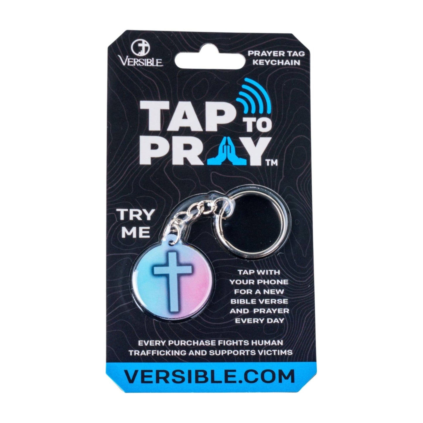 Tap To Pray® Acrylic Keychain: White + Cross