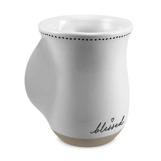 LCP Handwarmer Mug Blessed White Ceramic18Oz