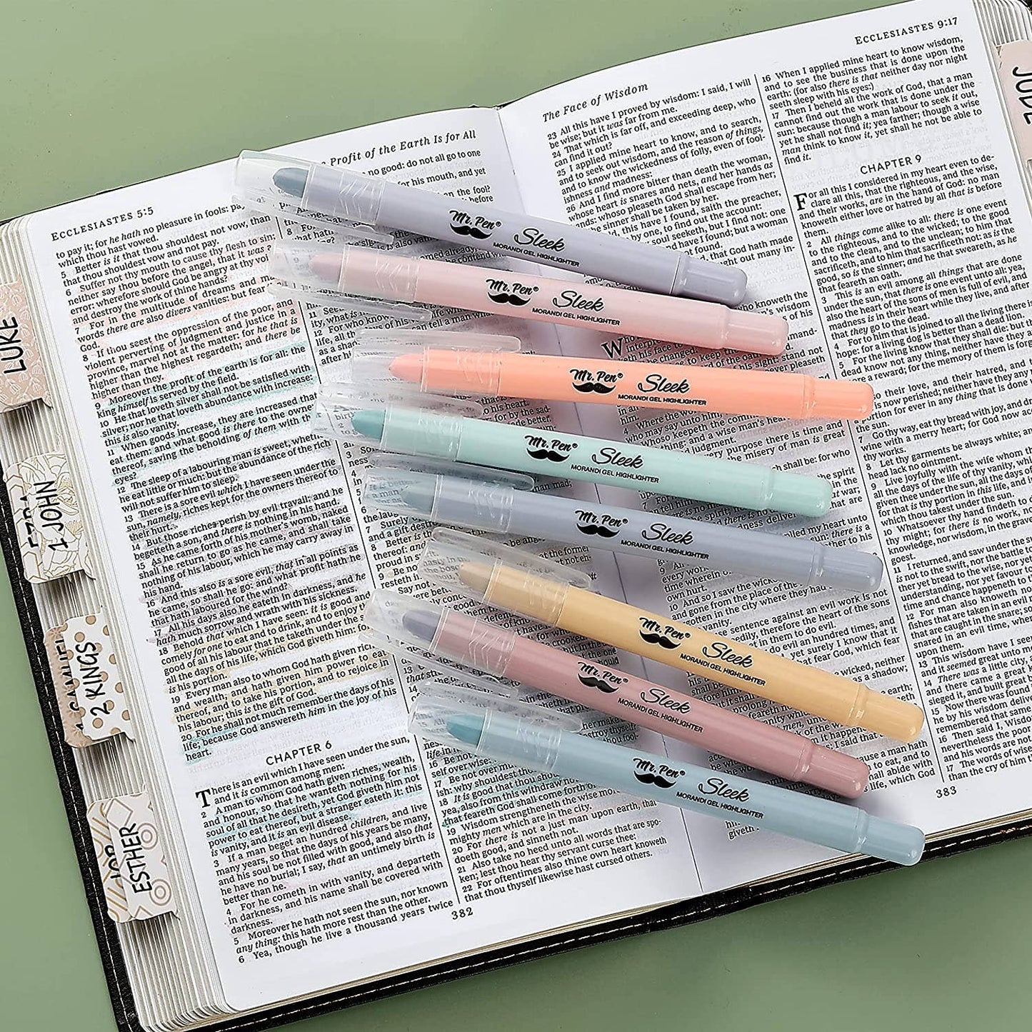 Gel Highlighters, 8 Pack, No-Bleed, Twist-Up Design, Sharpenable Tips, Smooth Glide, Perfect for Bible Pages: Pastel