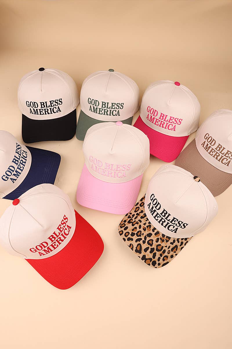 God Bless America Two-tone Canvas Cotton Cap: FUCHSIA / 1(ONE SIZE)