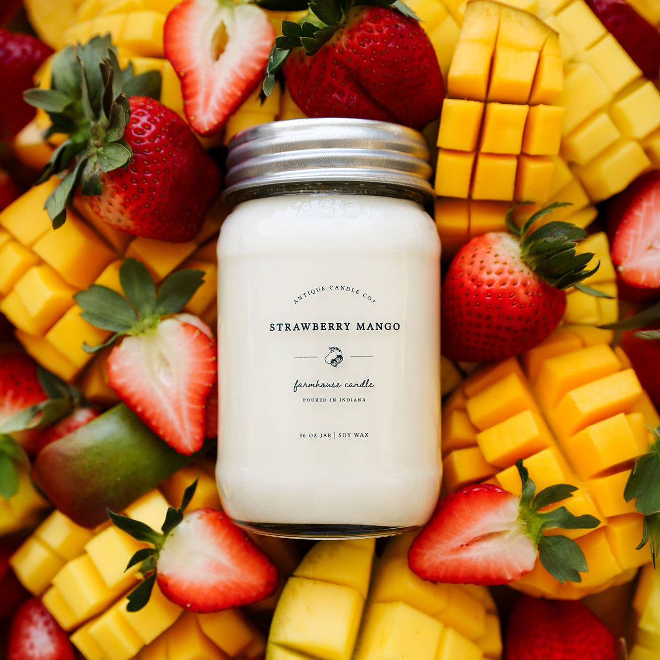 Strawberry Mango - Soy Wax Candle: 1 mason jar (16oz)