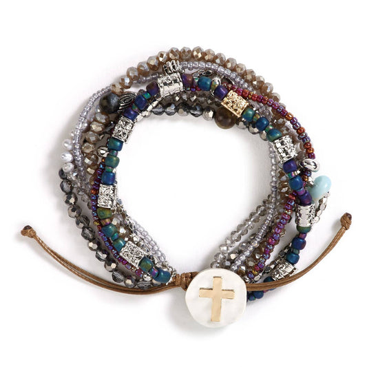 Beaded Prayer Bracelet - Gray
