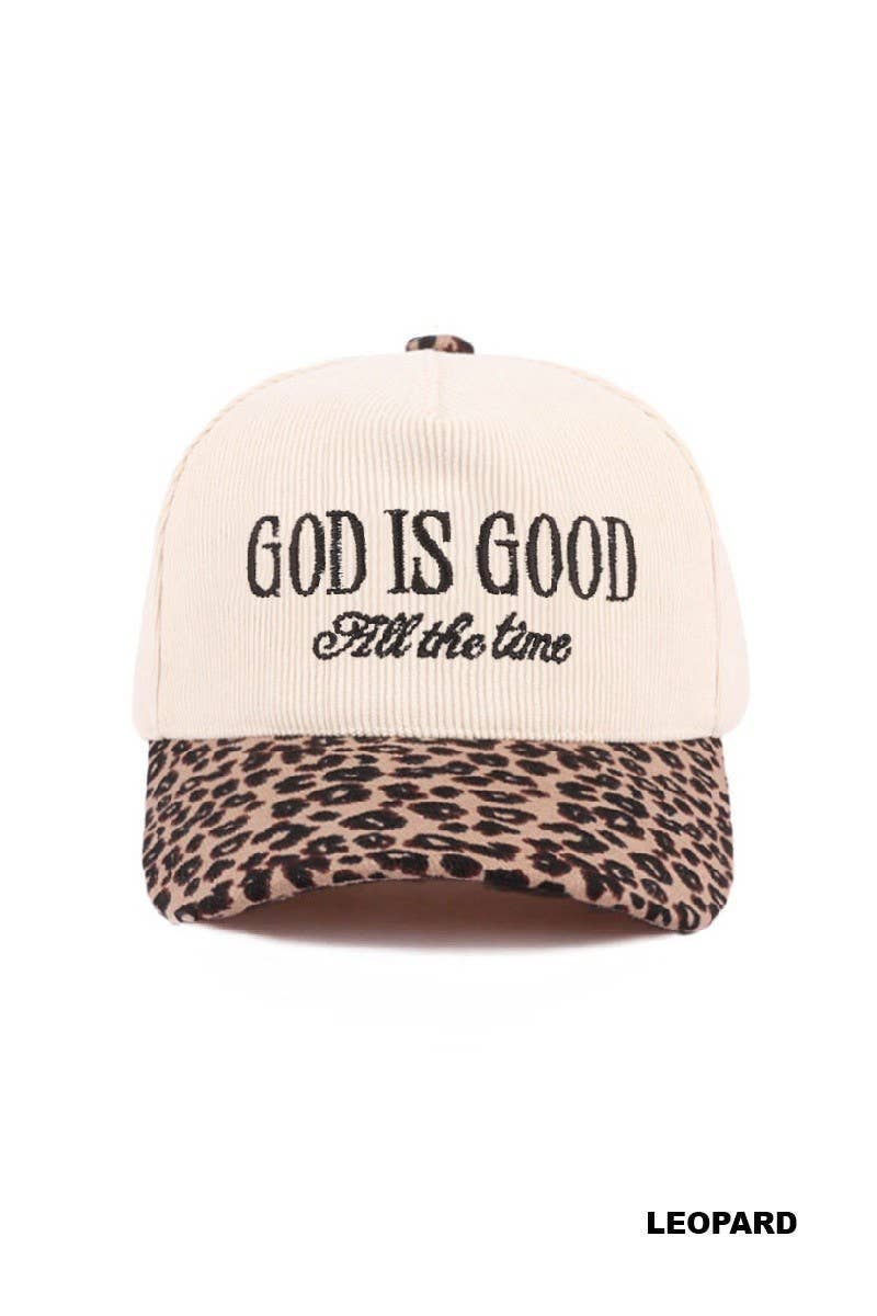 God Is Good All The Time Two Tone Corduroy Cap: BROWN / 1(ONE SIZE)